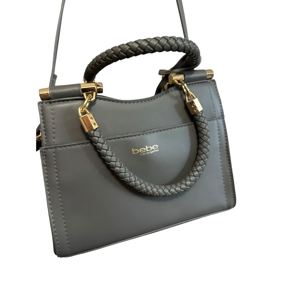 Bebe Los Angeles Gray Satchel Top Handle Crossbody Bag Purse‎ - Picture 5 of 6